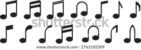 Music icon set. Music notes icon. Musical key signs. Music note or eight note flat icon. 