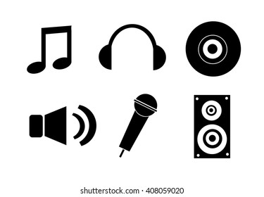 Music icon set on white background. Vector art.