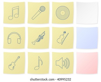 Music icon set on a white background. Vector illustration.