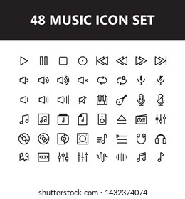 Music icon set outline vector isolated