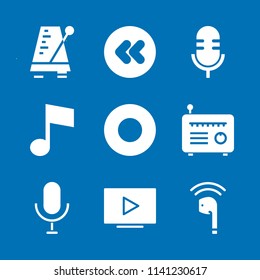 music icon set. With record, music note and rewind  vector icons for graphic design and web