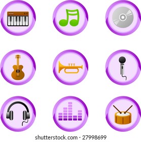 music icon set. Separate layers for icons for easy editing.