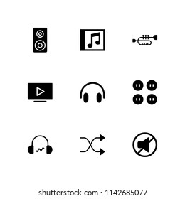 music icon set. shuffle, trumpet and buttons vector icon for graphic design and web
