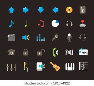music icon set - simple color