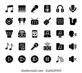 music icon set. solid icon