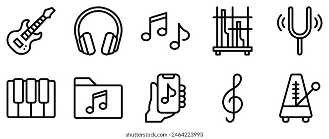 Music Icon Set Stylish Line Style Collection