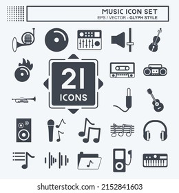 Music Icon Set. suitable for education symbol. glyph style. simple design editable. design template vector. simple symbol illustration