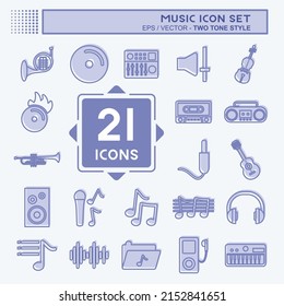 Music Icon Set. suitable for education symbol. two tone style. simple design editable. design template vector. simple symbol illustration