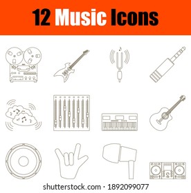 Music Icon Set. Thin Editable Stroke Line Without Filling Design. Vector Illustration.