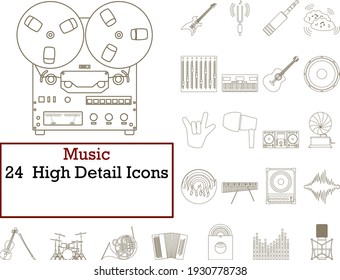 Music Icon Set. Thin Editable Stroke Line Without Filling Design. Vector Illustration.