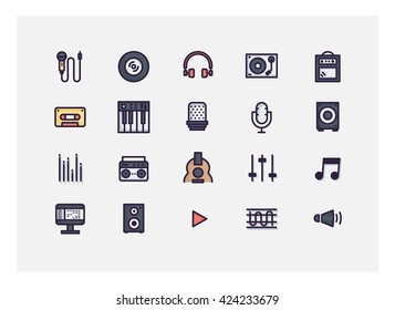 music icon set vector.