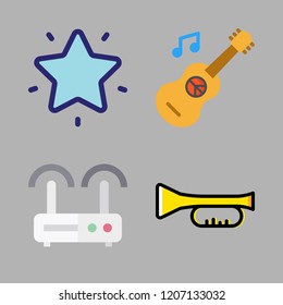 music icon set. vector set about favorites, guitar, router and trumpet icons set.