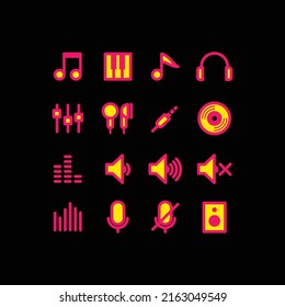 Icono de música conjunto de ilustraciones vectoriales