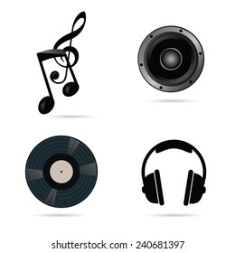 music icon set vector illustration on white