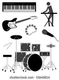 music icon set, vector illustration