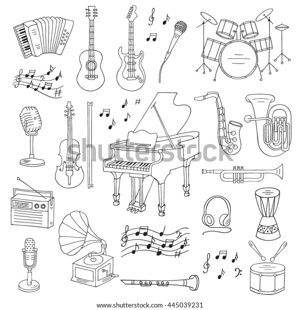 Music Icon Set Vector Illustrations Hand Stock Vector (Royalty Free ...