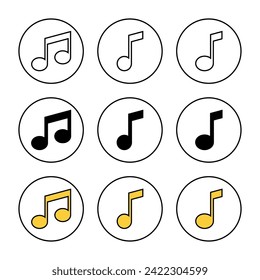 Music icon set  vector. note music sign and symbol