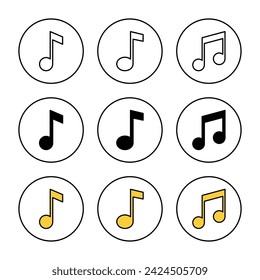 Vector de conjunto de iconos de música. nota signo y símbolo de música
