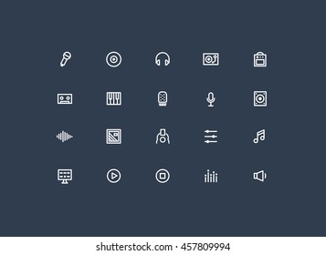 music icon set vector.line minimal.