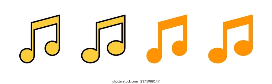 Music icon set  for web and mobile app. note music sign and symbol