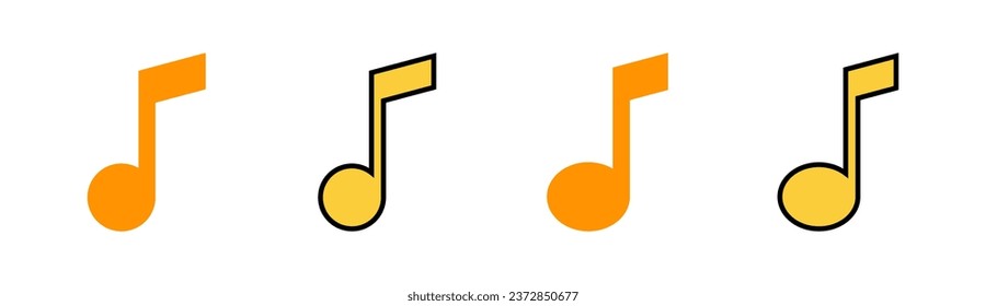 Music icon set  for web and mobile app. note music sign and symbol