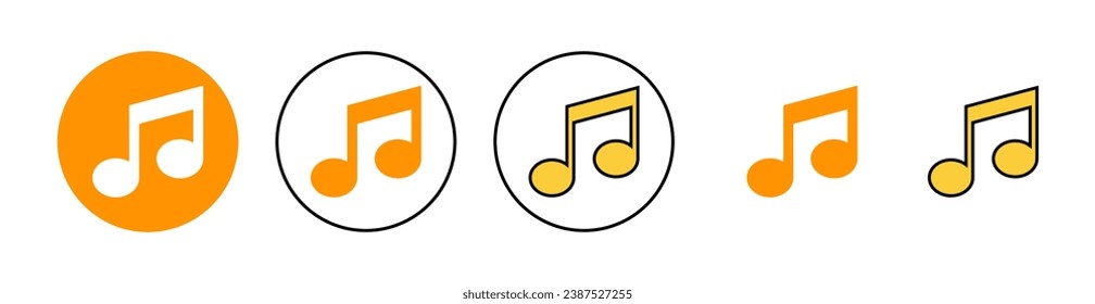 Music icon set  for web and mobile app. note music sign and symbol