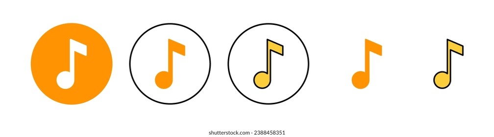 Music icon set  for web and mobile app. note music sign and symbol