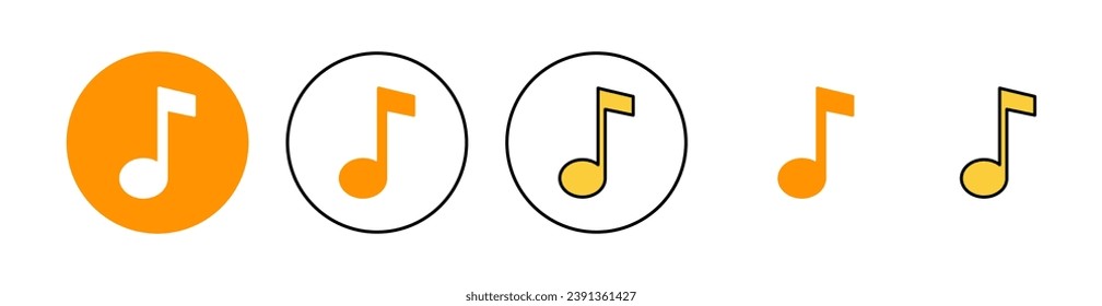 Music icon set  for web and mobile app. note music sign and symbol