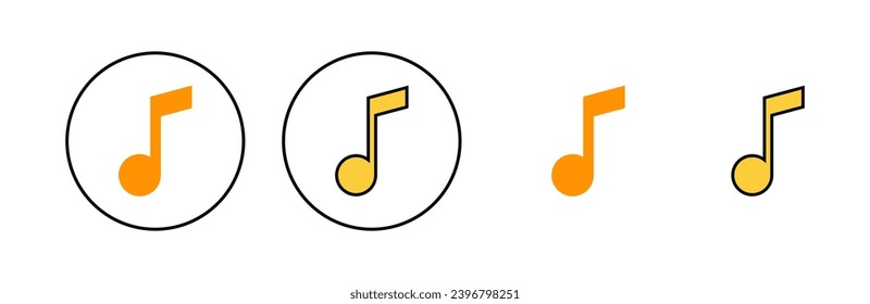 Icono de música establecido para aplicaciones web y móviles. signo de música de notas y símbolo