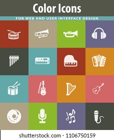Music icon set for web sites and user interface