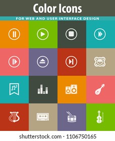 Music icon set for web sites and user interface