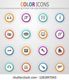 Music icon set for web sites and user interface