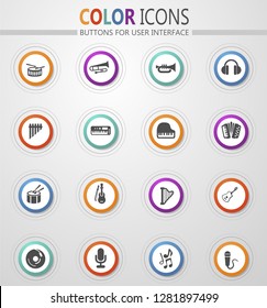 Music icon set for web sites and user interface