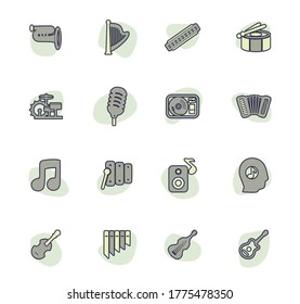 Music icon set for web sites and user interface