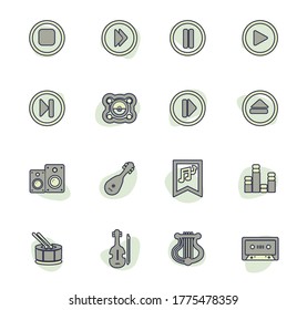Music icon set for web sites and user interface