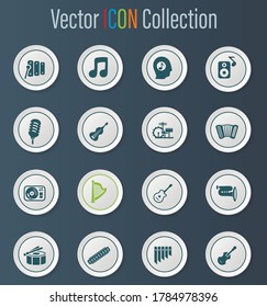 Music icon set for web sites and user interface