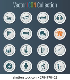 Music icon set for web sites and user interface