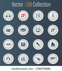 Music icon set for web sites and user interface