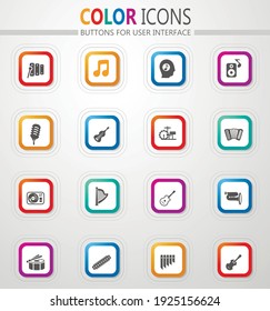 Music icon set for web sites and user interface