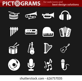 Music icon set for web sites and user interface