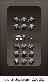 music icon sets ,15 buttons,vector illustration
