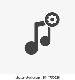 Music icon with settings sign. Music icon and customize, setup, manage, process concept. Vector icon