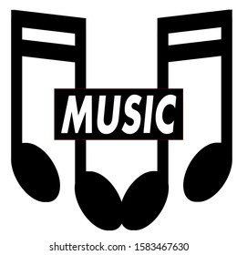 music icon, simple vector illustration in black and white backgroun. symbol, tone logo in music
