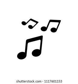 Music icon. Sound symbol in flat style. Musical note icon isolated on white background. Simple abstract music icon in black. Vector illustration for graphic design, Web, UI, app