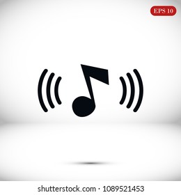 Music icon, stock vector illustration flat design style