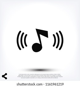 Music icon, stock vector illustration flat design style