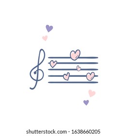 music icon and symbol with love icon,for valentine day celebration, thin line style, vector