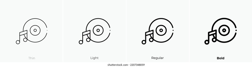 music icon. Thin, Light Regular And Bold style design isolated on white background