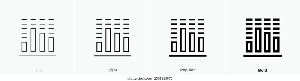 music icon. Thin, Light Regular And Bold style design isolated on white background