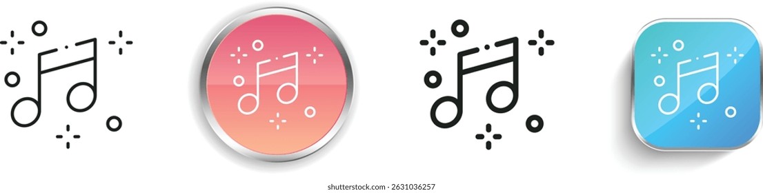 icono de música. Diseño de estilo lineal delgado, regular y de Botón aislado sobre fondo blanco
